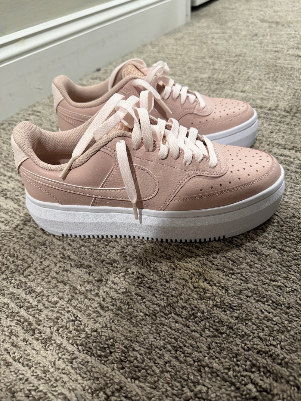 Nike Platform Sneakers in Blush Pink and White